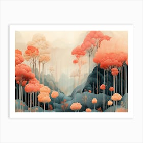 Dreamlike pink forest landscape Art Print