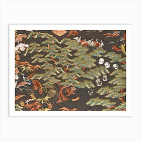 Textile Fragment With Pattern Of Pine, Cranes, And Auspicious Symbols Art Print