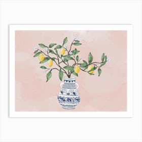 Lemon Tree In Chinese Vase Art Print