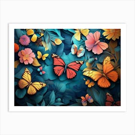 Butterflies In The Garden 1 Art Print