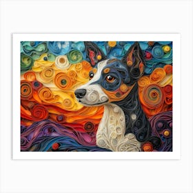 Brazilian Terrier Paper Quill Dog Portrait III Art Print