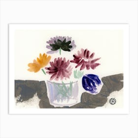 Watercolor Flowers In A Vase Art Print