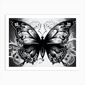 Black And White Butterfly 7 Art Print