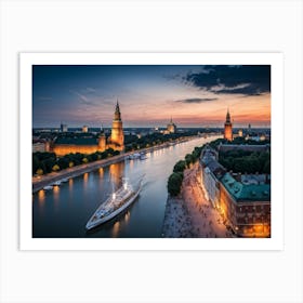 Sunset In Stockholm Art Print