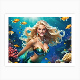 Mermaid Goddess Enchants The Deep Art Print