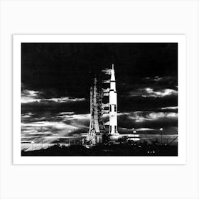 Searchlights Illuminate This Nighttime Scene At Pad A, Launch Complex 39, Kennedy Space Center, Florida, Showing The Apollo 17 Art Print