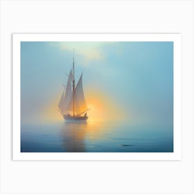 Sailboat At Sunrise Art Print