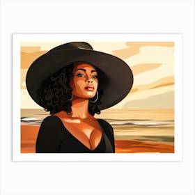 Illustration of an African American woman at the beach 46 Art Print