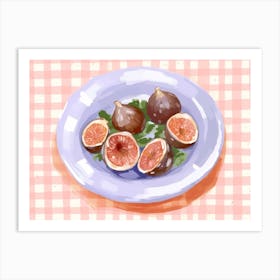 A Plate Of Figs, Top View Food Illustration, Landscape 2 Art Print