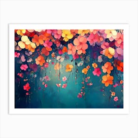 Elegant Colorful With Vibrant Flower Hanging Branches Illustration Background 1 Art Print