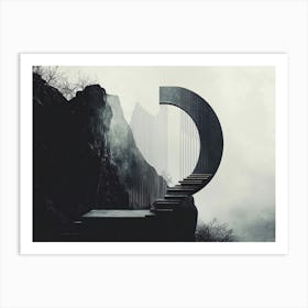 D Minimal Poster in Black Ink Art Print