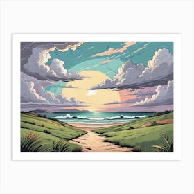 Beach At Sunset Art Print