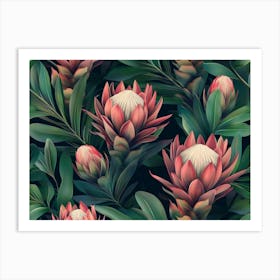 Proteas Seamless Pattern Art Print