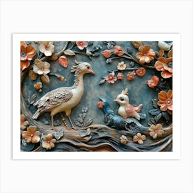 Birds And Flowers 3 Art Print