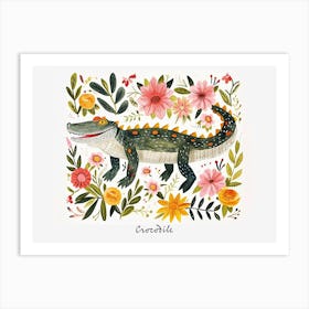 Little Floral Crocodile 1 Poster Art Print