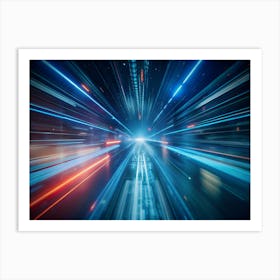 Abstract Image Of A City At Night, With Streaks Of Light Representing Speed And Movement Art Print