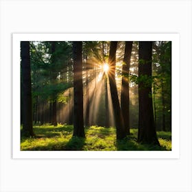 Sunrise In The Forest Art Print