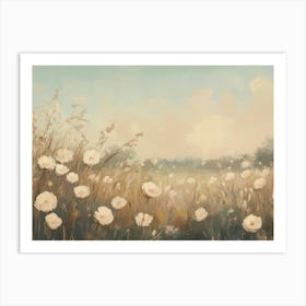 White Flowers In A Field Art Print