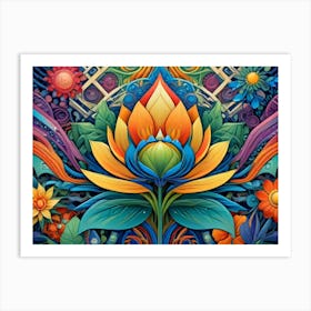 Psychedelic Lotus Flower Art Print