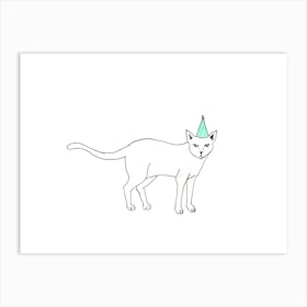 Cat In Party Hat Art Print