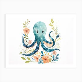 Little Floral Squid 1 Art Print