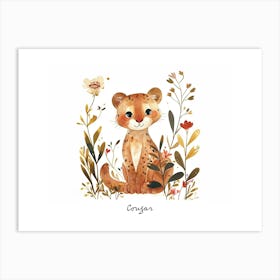 Little Floral Cougar 2 Poster Art Print