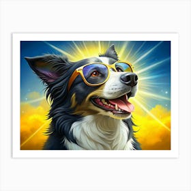 Smiling Border Collie Wearing Sunglasses Art Print