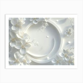 White Flowers On A White Background 1 Art Print