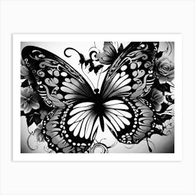 Black And White Butterfly 5 Art Print