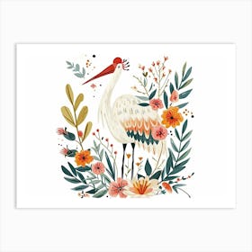 Little Floral Crane 3 Art Print