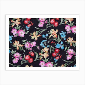 Black Floral Print Art Print