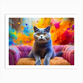 Cat Sitting On A Couch Art Print