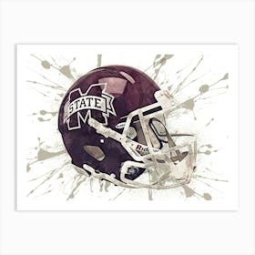 Mississippi State Bulldogs NCAA Helmet Poster Art Print