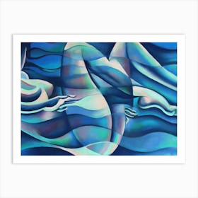 Free Floating Blue Wave Nude - 10-02-21 Art Print