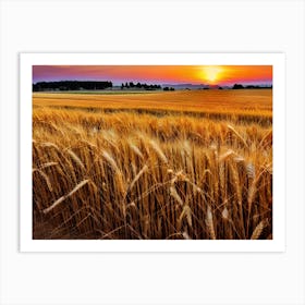 Sunset Over A Wheat Field 8 Art Print