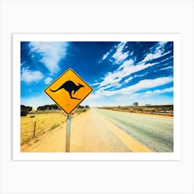 Kangaroo Caution Sign Australia Art Print