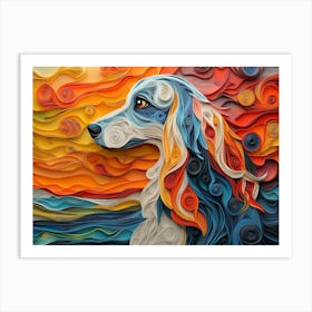 Afghan Hound Paper Quilling Dog Portrait Art Print