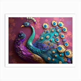 Colorful Peacock 3 Art Print