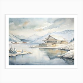 Winter House In The Mountains Art Print