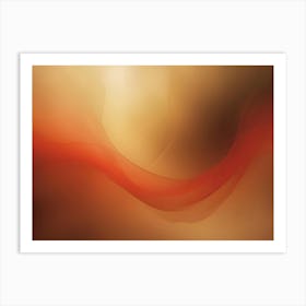 A Blurry Background Of Soft, Brown And Orange Colors With A Single, Thin, Red Line Creating A Flowing Curve Art Print