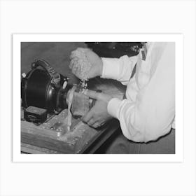 Placing Sample Of Rice In Milling Machine For Test, Crowley, Louisiana, State Rice Mill By Russell Lee Art Print