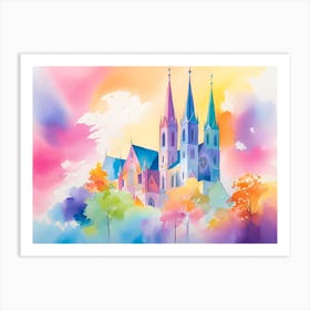 Watercolor Of A Church 1 Art Print