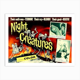 Horror Movie Poster, Night Creatures Art Print