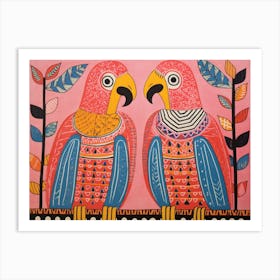 Macaw 3 Folk Style Animal Illustration Art Print