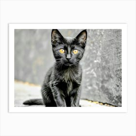 Black Cat With Yellow Eyes Art Print