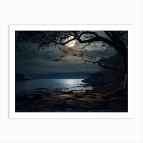 Moonlight Over The Water Art Print