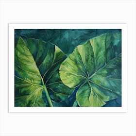 Two Green Leaves Art Print