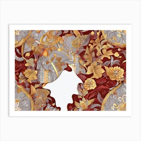 Gold Floral Pattern Art Print