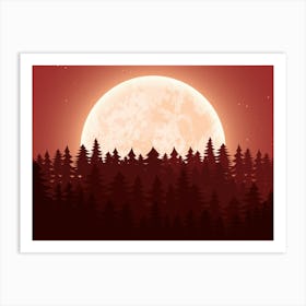 Full Moon In The Forest Art Print