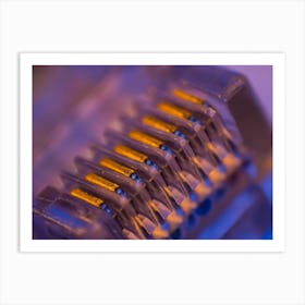 Macro Closeup Of Ethernet Cable Connector Art Print